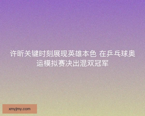 许昕关键时刻展现英雄本色 在乒乓球奥运模拟赛决出混双冠军