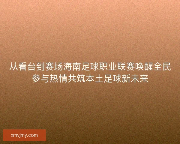 从看台到赛场海南足球职业联赛唤醒全民参与热情共筑本土足球新未来